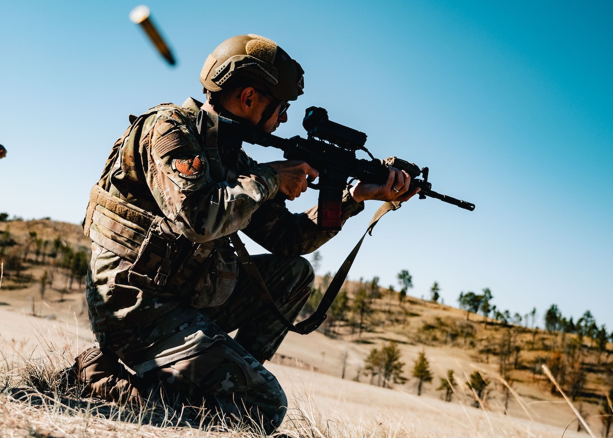The qualification tested defenders’ ability to employ emerging C-sUAS capabilities against simulated ground and aerial threats. Joint Interagency Task Force 401 hosted the qualification event to strengthen counter drone capabilities across multiple Department of War Services and components. (U.S. Air Force photo by Staff Sgt. Michael A. Richmond)