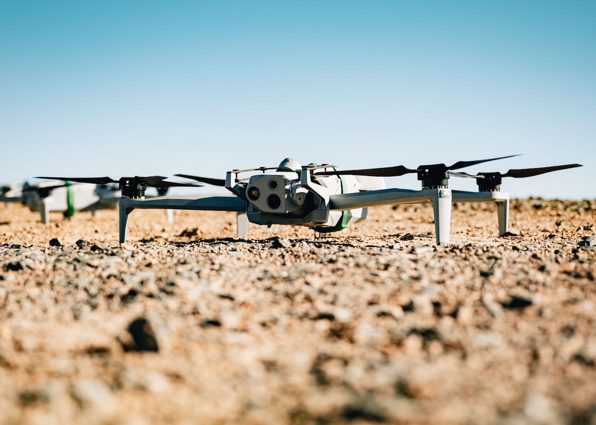 The drone was used to carry aerial targets, allowing defenders to simulate counter-drone engagements during the qualification. Joint Interagency Task Force 401 hosted the qualification event to strengthen counter drone capabilities across multiple Department of War Services and components. (U.S. Air Force photo by Staff Sgt. Michael A. Richmond)