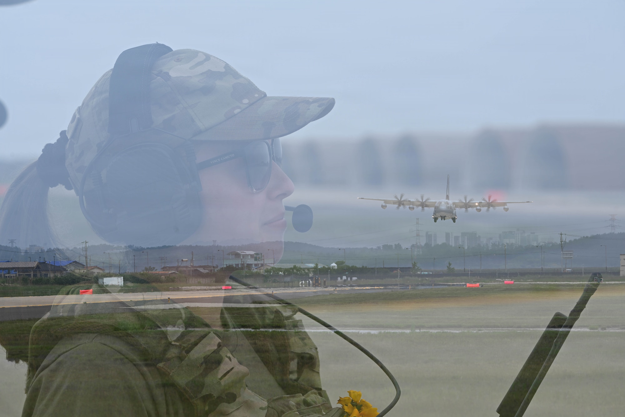 Airman uses radio.