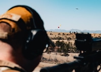 The drone simulated the challenge of engaging a moving unmanned aerial threat. (U.S. Air Force photo by Staff Sgt. Michael A. Richmond)