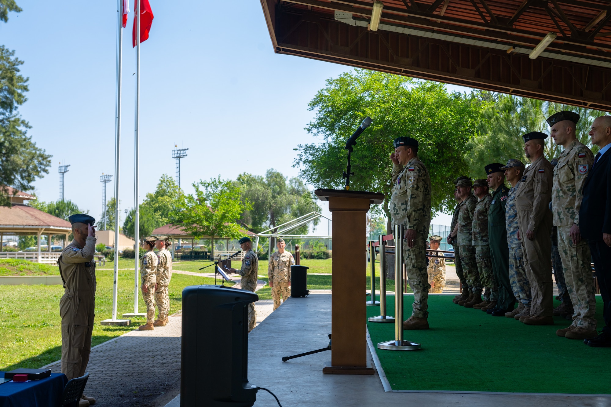 Polish Brig. Gen. Jaroslaw Chojnacki renders a salute