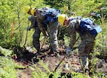 Soldiers from the Washington Army National Guard dig fire lines during Wildland Firefighting Field Training at the Fire Training Academy, North Bend, Washington, May 28, 2026. Photo by Joseph Siemandel.