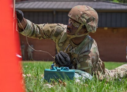 U.S. Army Soldier Spc. Kwesi Cook competes at Army Materiel Command's Best Warrior Competition at Fort Rucker, May 14, 2026.