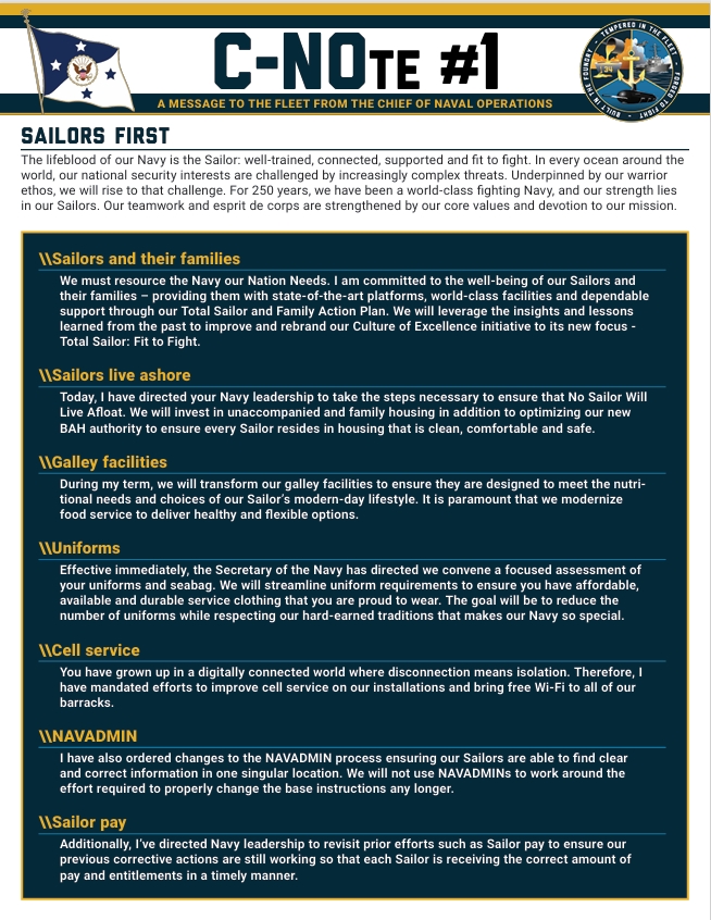 CNote #1 Sailors First