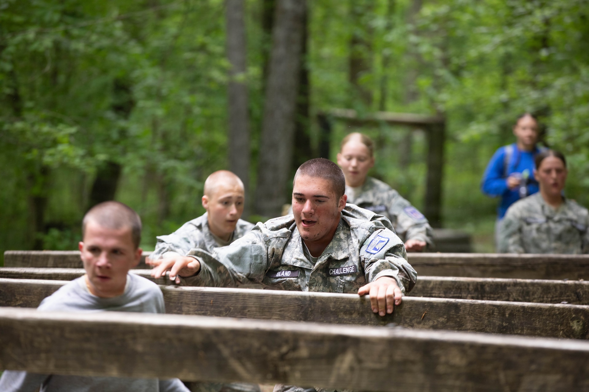Cadets from Kentucky’s Bluegrass and Appalachian Youth ChalleNGe Academies participate in athletic and academic competitions during the Kentucky Youth ChalleNGe Intrastate Field Training Exercise at the Harold L. Disney Training Center in Artemus, May 13-14.