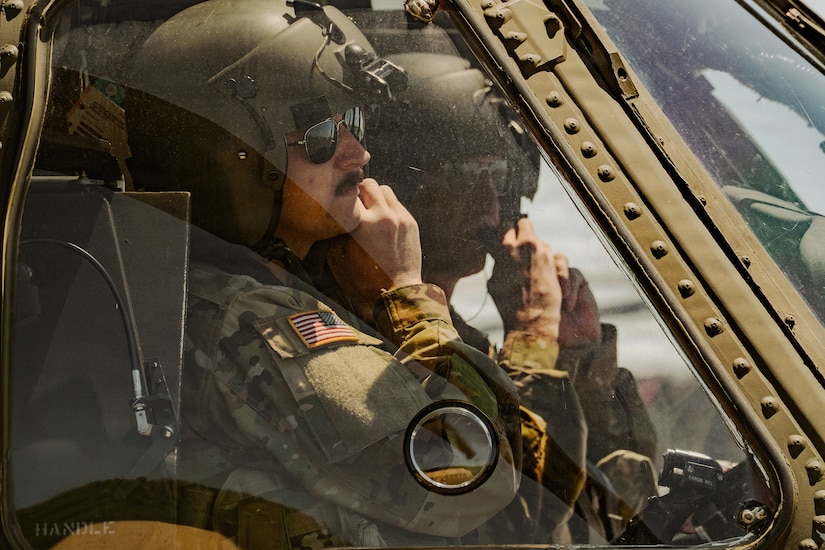 Students attending the Eastern Army National Guard Aviation Training Site, or EAATS, prepare an aircraft for take-off at Fort Indiantown Gap, Pennsylvania, May 12, 2026.