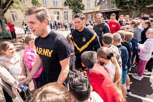 Soldiers assigned to the 101st Airborne Division (Air Assault) visited Notre Dame Primary School in Carentan, France, on June 2, 2026, and met with approximately 60 students as part of an annual outreach effort connecting young people with U.S. service members.

The students, ages 9 and 10 and in fourth and fifth grades, enthusiastically welcomed the Screaming Eagles. 
Sarah Passquier, City of Carentan director of culture and events, said the annual visit helps keep history alive for younger generations.

(U.S. Army photo by Capt. Jennifer French)