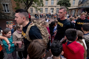 Soldiers assigned to the 101st Airborne Division (Air Assault) visited Notre Dame Primary School in Carentan, France, on June 2, 2026, and met with approximately 60 students as part of an annual outreach effort connecting young people with U.S. service members.

The students, ages 9 and 10 and in fourth and fifth grades, enthusiastically welcomed the Screaming Eagles. 
Sarah Passquier, City of Carentan director of culture and events, said the annual visit helps keep history alive for younger generations.

(U.S. Army photo by Capt. Jennifer French)