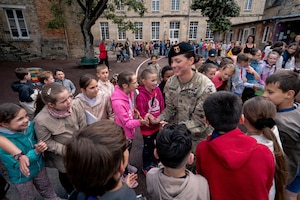Soldiers assigned to the 101st Airborne Division (Air Assault) visited Notre Dame Primary School in Carentan, France, on June 2, 2026, and met with approximately 60 students as part of an annual outreach effort connecting young people with U.S. service members.

The students, ages 9 and 10 and in fourth and fifth grades, enthusiastically welcomed the Screaming Eagles. 
Sarah Passquier, City of Carentan director of culture and events, said the annual visit helps keep history alive for younger generations.

(U.S. Army photo by Capt. Jennifer French)