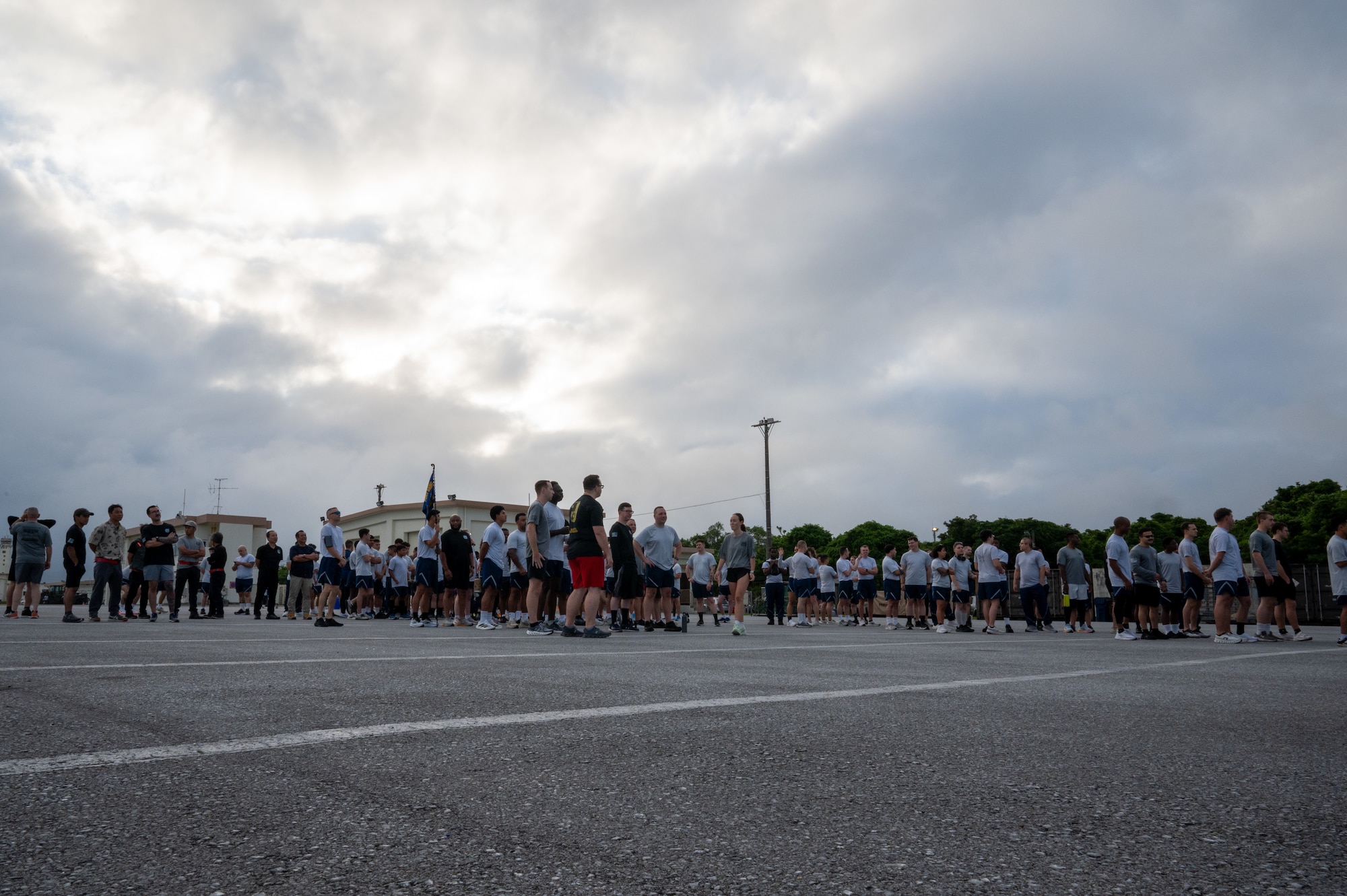 U.S. Air Force Airmen attend the Port Dawg Memorial Run opening ceremony