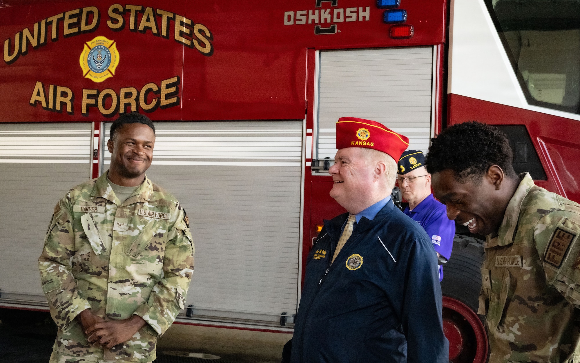 Commander Wiley interacts with Airmen.