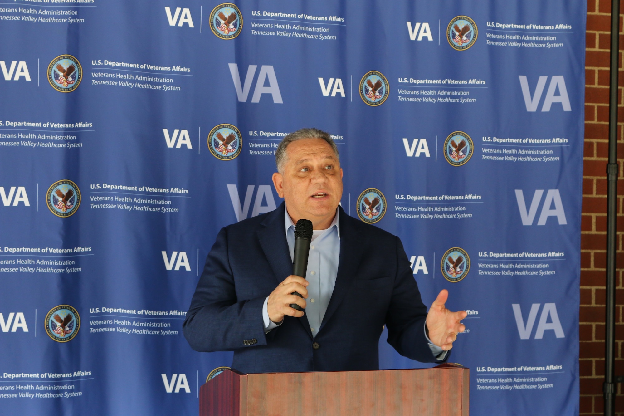Dr. Anthony Stazzone, VA MidSouth Health Care Network Interim Veteran Integrated Service Network 9 Director, speaks during a May 29, 2026, ceremony to mark the expansion of the Tullahoma VA Clinic at Arnold Air Force Base, Tenn. Prior to the expansion, the clinic served approximately 1,200 veterans. With the expansion, VA Tennessee Valley Healthcare System officials anticipate the clinic can serve an additional 1,800 eligible patients, including active duty Airmen. (U.S. Air Force photo by Brad Hicks)