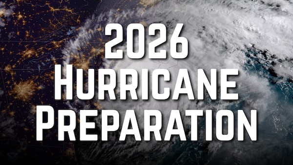 A title card for a hurricane preparedness article.  Original image from NOAA.
