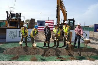 GUANTANAMO BAY, Cuba (June 2, 2026) – Installation leadership, contracting representatives, and project stakeholders break ground for the construction of a new ambulatory care center aboard Naval Station Guantánamo Bay, Cuba, June 2, 2026. The new 90,600-square-foot facility will replace the existing hospital, which has been in service since 1956. (Official U.S. Navy photo by Emily McCamy)
