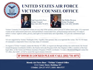 A graphic for more information on the Victims' Counsel