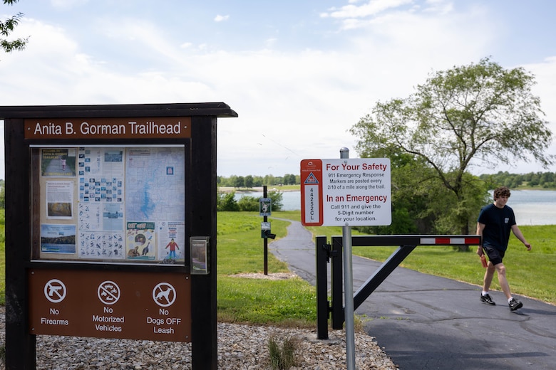 Man walking trail.