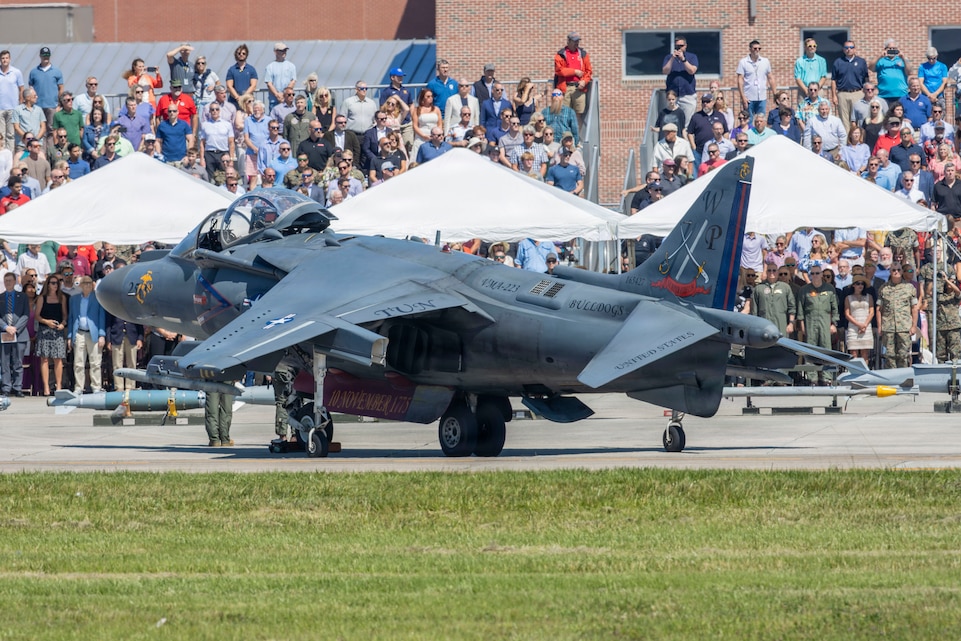 The “sundown” of the AV-8B Harrier II, an iconic aircraft that has supported joint and Marine Corps operations for over 40 years, also represents the dawn of a new era; it paves the way for 2nd MAW’s full transition to the F-35B and C Lightning II. VMA-223 is the U.S. Marine Corps' last operational Harrier squadron. (U.S. Marine Corps photo by Lance Cpl. Bryan Giraldo)