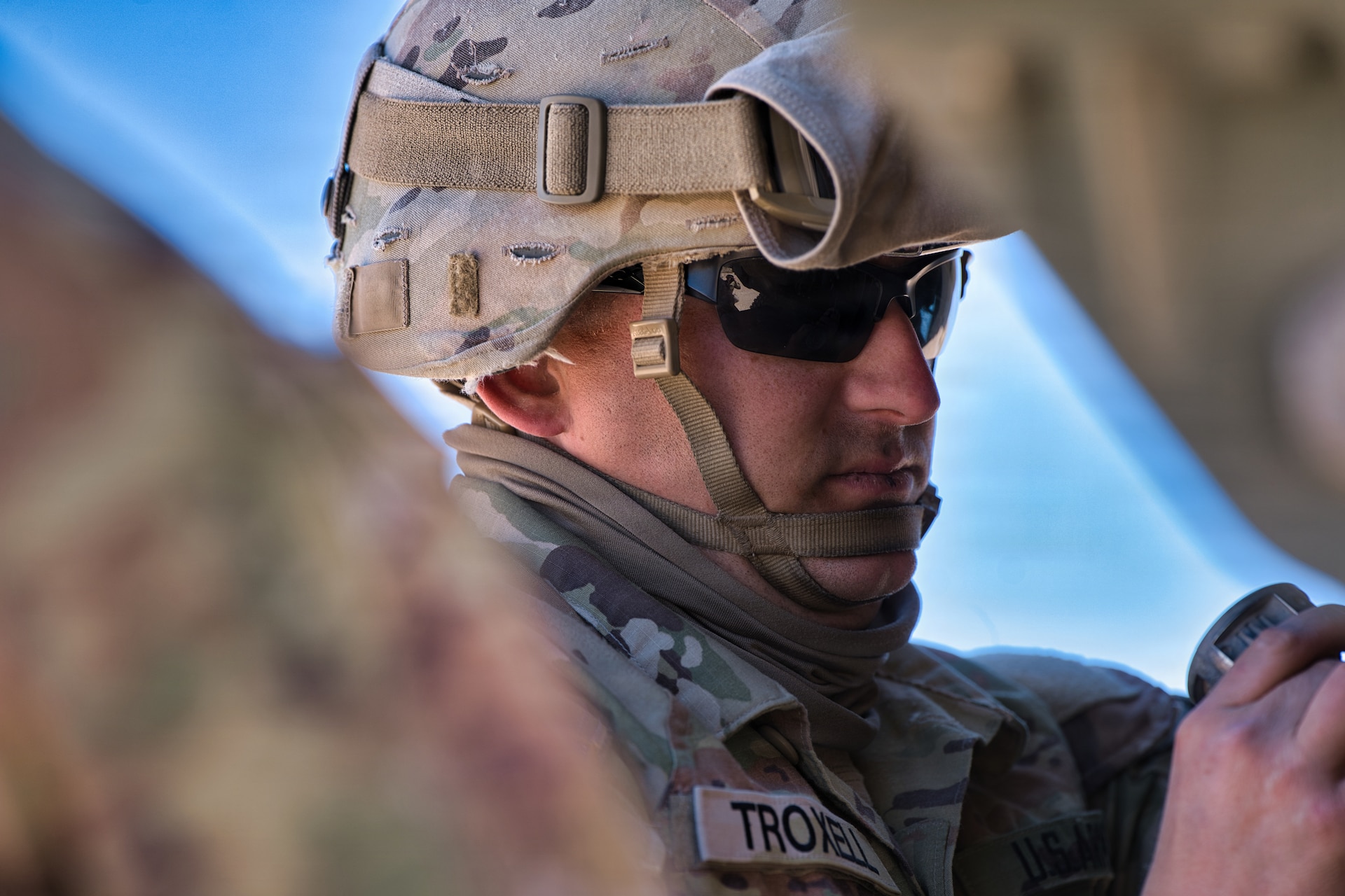U.S. Army Master Sgt. James Troxell conducts maintenance on the High Mobility Artillery Rocket System (HIMARS) during Exercise Arcane Thunder 26 at Fort Irwin, California, April 24, 2026.