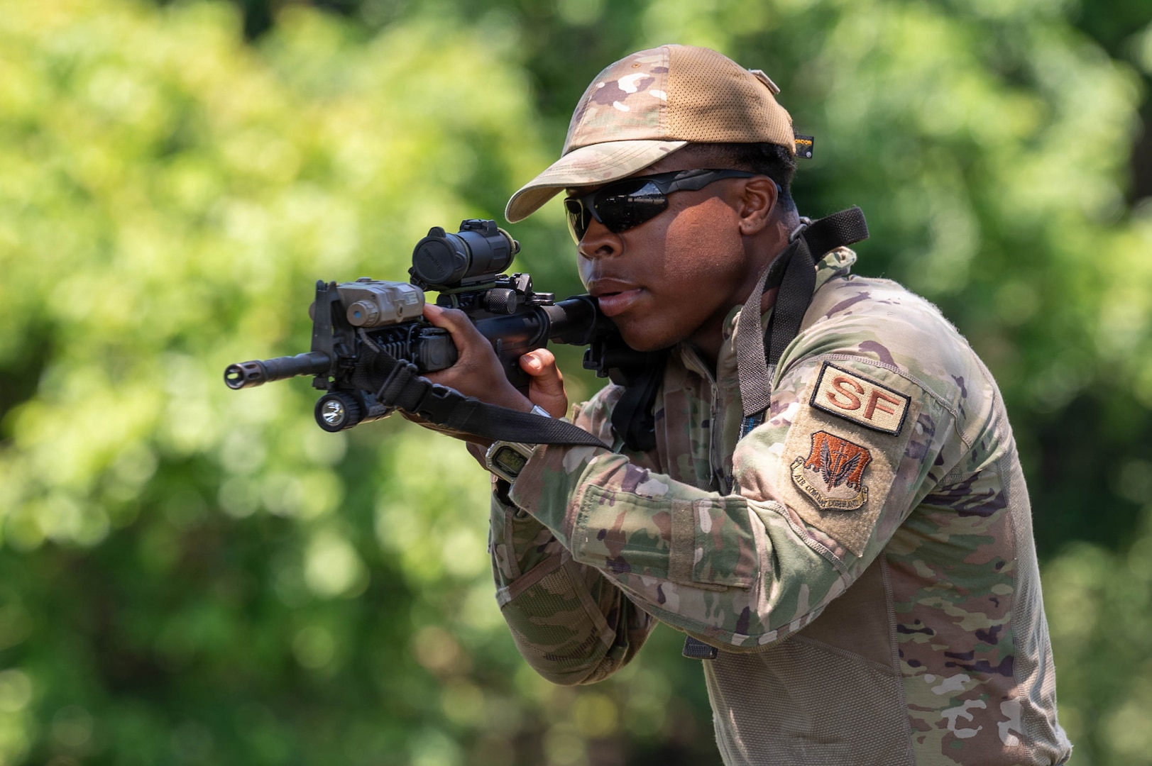 U.S. Air Force Airman Sam Horace, a member of the 102nd Security Forces Squadron, Massachusetts Air National Guard, participates in close quarters battle training, instructed by the U.S. Army Special Operations Command Counter Threat Home Station Training Team, at Fort Benning, Georgia, May 13, 2026.