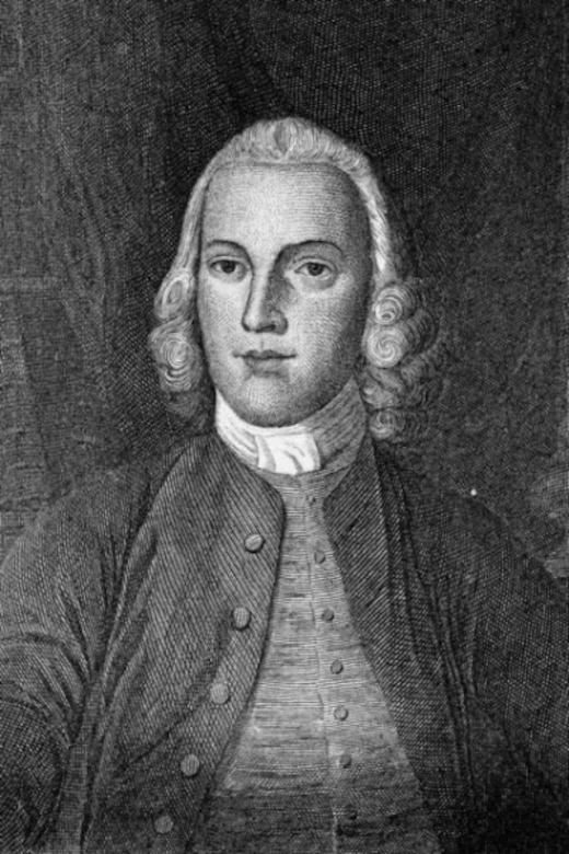 A monochrome lithograph of a man wearing colonial attire.