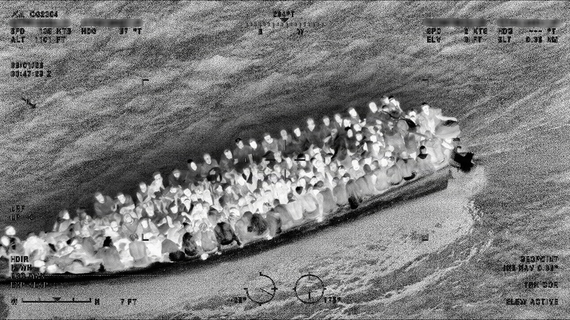 A Coast Guard Air Station Miami 144 aircrew locates an overloaded, unsafe vessel making an unlawful voyage attempt, 15 miles south of the Turks and Caicos Islands, May 31, 2026. U.S Coast Guard, U.S. Customs and Border Protection and the Royal Turks and Caicos Islands Police Force surface and air units interdicted the vessel carrying 240 aliens near Turks and Caicos Islands.(U.S. Coast Guard photo by Air Station Miami).