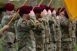 U.S. Army Soldiers salute departing senior leaders of the 11th Airborne Division during the Circle of Honor, an official farewell ceremony, on Joint Base Elmendorf-Richardson, Alaska, May 28, 2026.