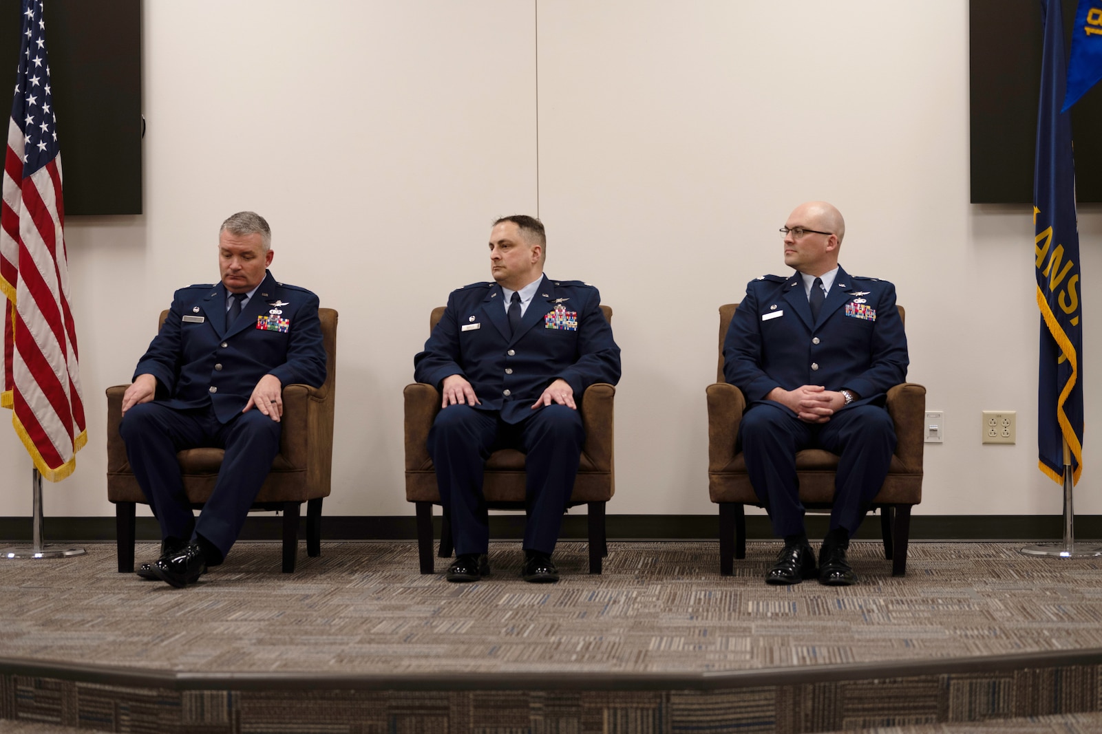 Lt. Col. Jeffrey Boyles Relinquishes Command of the 127th COS to Lt. Col. Sean Waits during a change of command ceremony at McConnell AFB, Wichita, kansas, March 07, 2026. (US. Air Force photo by Airman 1st Class Dan Munoko)