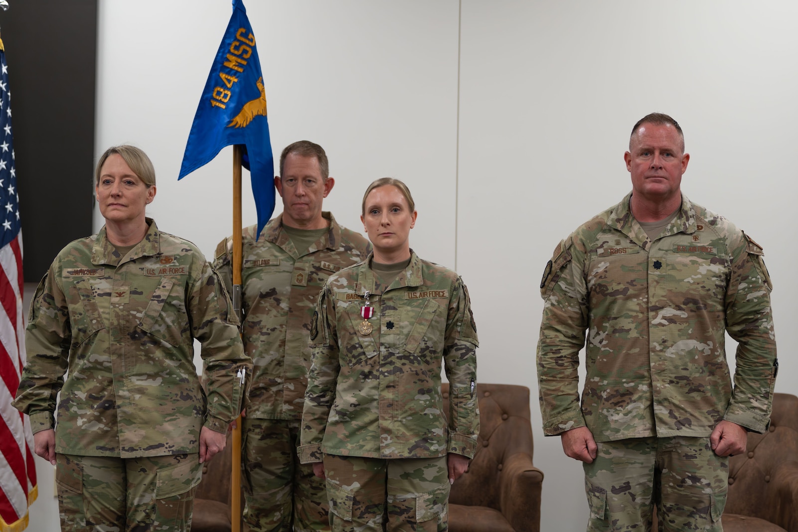Lt. Col. Linda Baggett relinquished command of the 184th Logistics Readiness Squadron to Lt. Col. Charles Ross during a change of command ceremony at McConnell Air Force Base, Kansas, March 7, 2026. Col. Penny Jamvold, commander, 184th Mission Support Group, was the presiding official for the ceremony.

Ross’ most recent assignment was the director of operations for the 184th LRS. He brings a wealth of experience from serving in multiple leadership roles throughout the 184th Wing. Baggett will serve as the 184th MSG deputy commander.

Congratulations to both officers!
