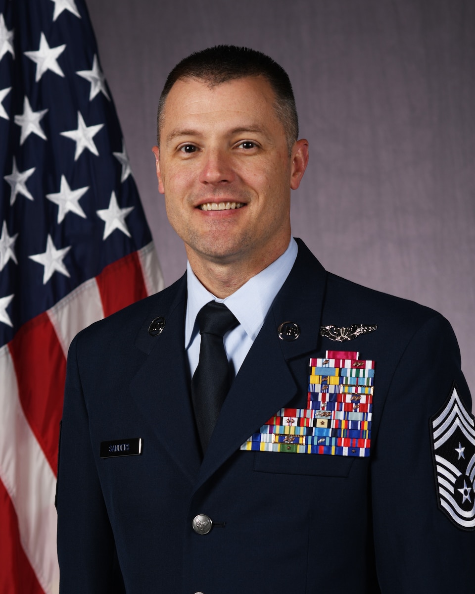An official studio photo of U.S. Air Force Chief Master Sgt. Joshua Sanders, Space Launch Delta 30 Senior Enlisted Airman at Vandenberg Space Force Base, Calif., June 3, 2026.