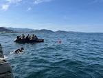Explosive Ordnance Disposal (EOD) Mobile Unit FIVE Expeditionary Mine Countermeasures Company 3-1 (CTU 77.6) Sailors prepare to conduct joint reacquisition and identification dives alongside Republic of Korea (ROK) divers off the coast of Pohang, South Korea during the 2026 ROK-U.S. Combined Mine Warfare Exercise, April 24, 2026. The 2026 ROK-U.S. Combined Mine Warfare Exercise increases combined proficiency between the Republic of Korea Navy and the U.S. Navy through the exchange of tactics and techniques, while enhancing common bonds. The exercise takes place in U.S. 7th Fleet, the Navy's largest forward-deployed numbered fleet, routinely interacts and operates with allies and partners in preserving a free and open Indo-Pacific. (U.S. Navy photo by Lt. Devon Goetz)