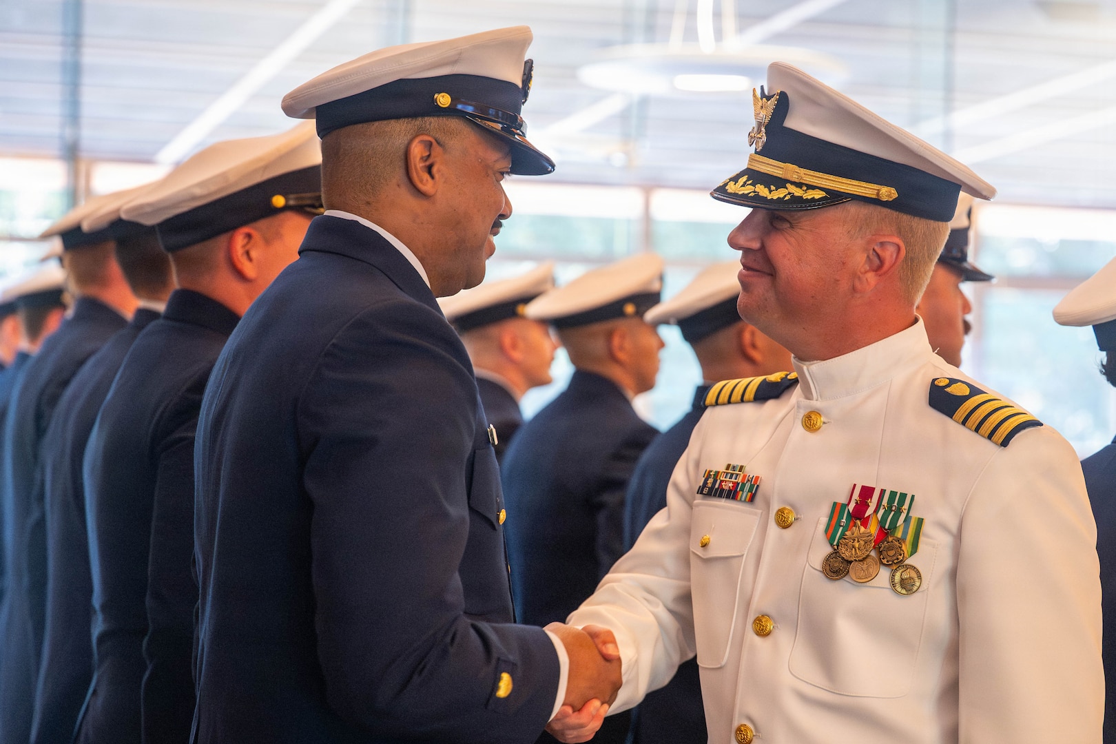 U.S. Coast Guard Capt. Matthew Kempe assumes command of Coast Guard Base Charleston from Capt. Eric Jones, during a change of command ceremony at Founders Hall in West Ashley, South Carolina, June 4, 2026.