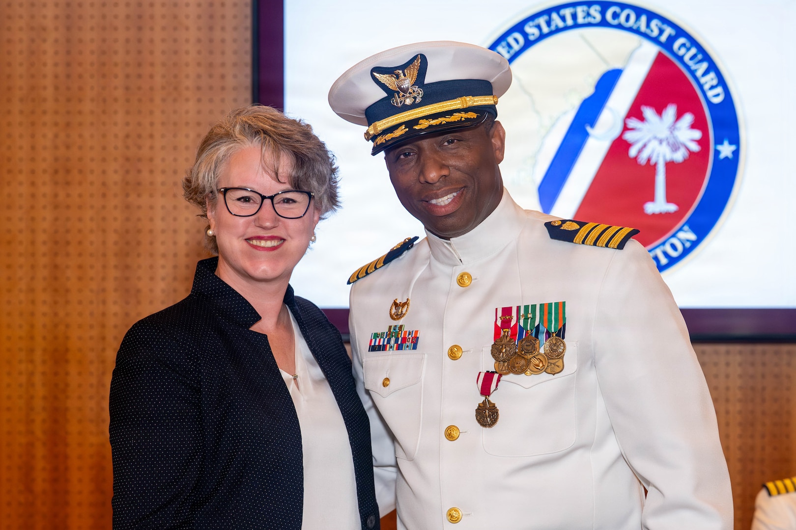 U.S. Coast Guard Capt. Matthew Kempe assumes command of Coast Guard Base Charleston from Capt. Eric Jones, during a change of command ceremony at Founders Hall in West Ashley, South Carolina, June 4, 2026.