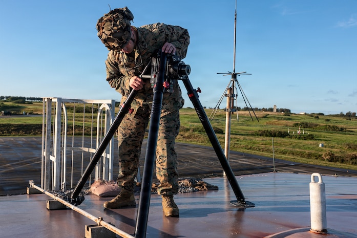 U.S. Marine Corps Cpl. Aiden Henson, a native of Texas and an infantry rifleman with 3d Intelligence Battalion, III Marine Expeditionary Force Information Group, assembles a Furuno DRS12ANXT Radar during Kaiju Rain 26 on Ie Shima, Japan, May 7, 2026.
