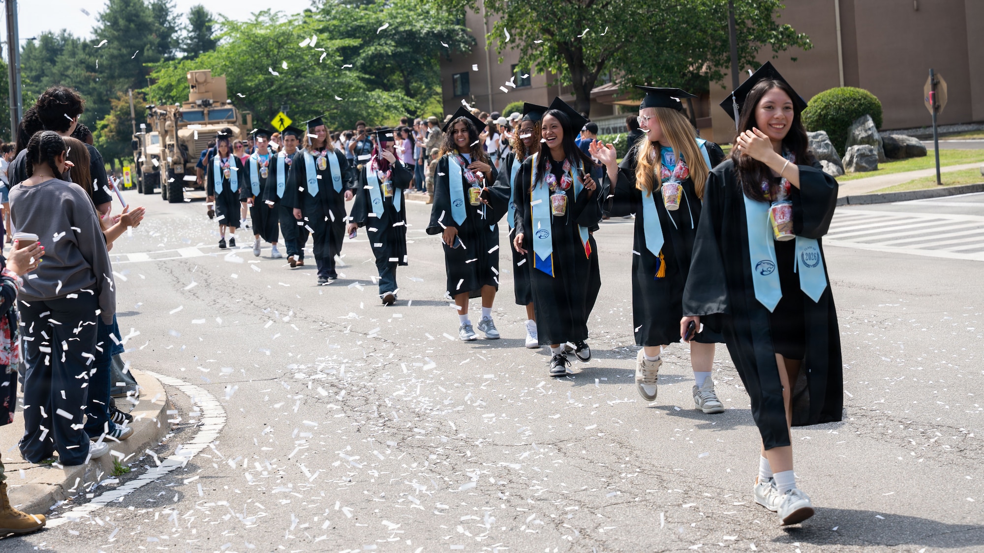 Students attend graduation parade.