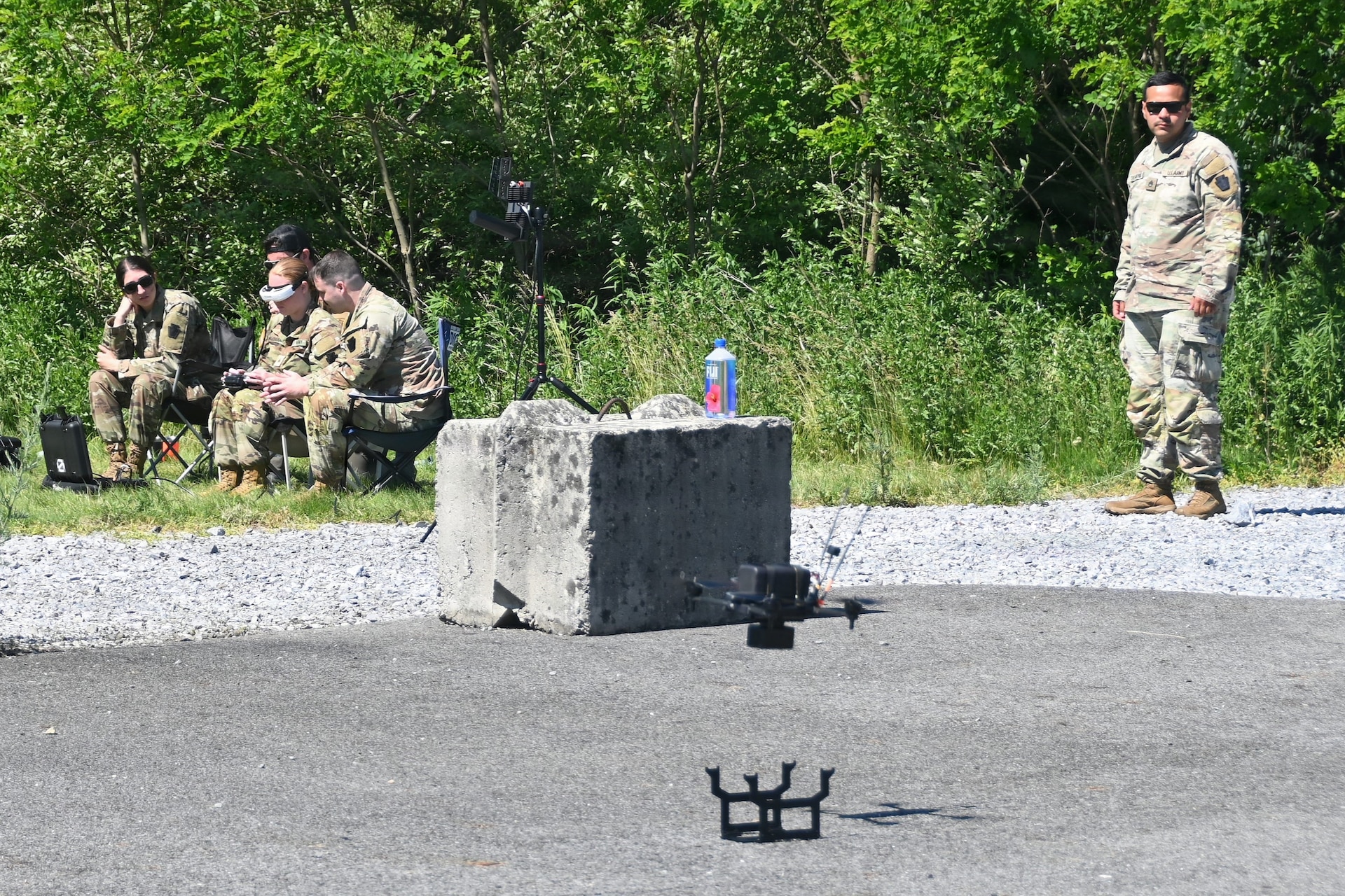 Soldiers at the Fort Indiantown Gap Unmanned Aircraft System Training and Innovation Facility receive new equipment training on the Neros Archer first-person-view drone June 3, 2026, at Fort Indiantown Gap, Pennsylvania. The Archer is the first of eight drones the Soldiers at the TIF will receive training on so that they can train other Soldiers as part of the Department of War’s Drone Dominance Program. (Pennsylvania National Guard photo by Brad Rhen)