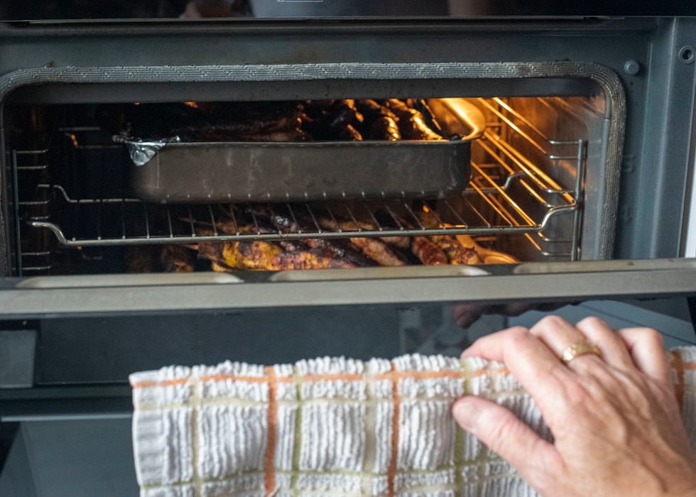 Oven with pan inside