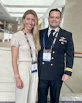 U.S. Navy Lt. Erin N. Snyder, M.D. and Lt. Alex Murray, resident physicians at Naval Medical Center San Diego, pose for a photo during the 2026 Scientific Assembly of the Special Operations Medical Association in Raleigh, North Carolina, April 29. NMCSD employs more than 5,500 active-duty military personnel, civilians, and contractors in Southern California to deliver exceptional care afloat and ashore. (U.S. Navy photo by courtesy asset)
