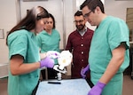 Joint Base San Antonio-Fort Sam Houston (May 15, 2026) Janaina Bortolatto, vice president of Clinical Operations for Cohesys, prepares BoneTape for application on an artificial skull during a demonstration of a new ultrasonic applicator for BoneTape resorbable fracture stabilization implant at the Battlefield Health and Trauma Research Institute. BoneTape, a flexible tape intended to stabilize broken bones around the face and head, has been a part of Naval Medical Research Unit (NAMRU) San Antonio’s research portfolio since 2024. Part of Navy Medicine Research & Development, NAMRU San Antonio supports Navy Medicine’s efforts to deliver expeditionary medicine systems, increase Sailor and Marine deployability, provide quality healthcare and recruit and retain medical personnel through gap-driven combat casualty care, craniofacial and directed energy research. Navy Medicine’s 44,000+ talented and ready forces optimize health readiness, deliver quality healthcare, and provide global expeditionary medical support to warfighters. (U.S. Navy Photo by Burrell Parmer /Released)