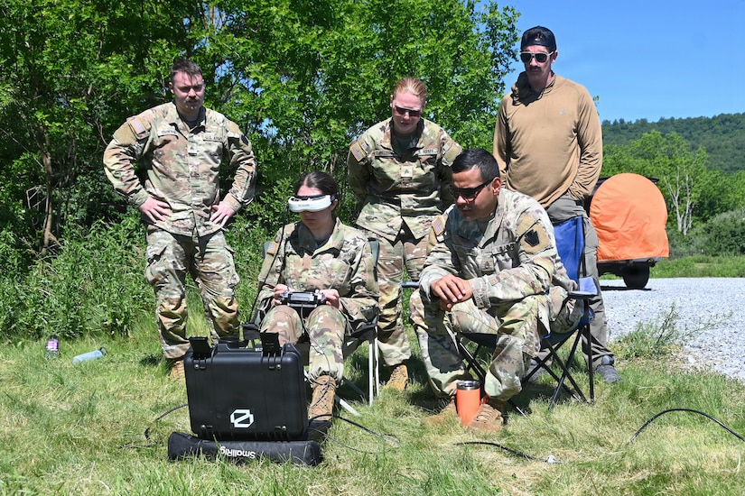 Soldiers at the Fort Indiantown Gap Unmanned Aircraft System Training and Innovations Facility receive new equipment training on the Neros Archer first-person-view drone June 3, 2026, at Fort Indiantown Gap, Pennsylvania. The Archer is the first of eight drones the Soldiers at the TIF will receive training on so that they can train other Soldiers as part of the Department of War’s Drone Dominance Program. (Pennsylvania National Guard photo by Brad Rhen)