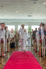 (260603-Z-DH100-1051)

GUANTANAMO BAY, Cuba (June 3, 2026) - Navy Capt. Toni A. Bowden is piped aboard as she arrives at her change of command ceremony at the Bayview aboard Naval Station Guantanamo Bay, June 3, 2026. During the ceremony, Bowden assumed the roles of commanding officer, U.S. Navy Medicine Readiness and Training Command Guantanamo Bay; commander, Joint Medical Group, Joint Task Force Guantanamo; and director, U.S. Naval Hospital Guantanamo Bay. (U.S. Army National Guard photo by Sgt. Ryan Lamb)