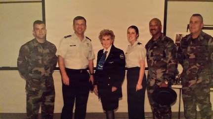 Then-U.S. Air Force 2nd. Lt. Kelli R. Moon, third from right, poses with a World War II Women Airforce Service Pilot at Lackland Air Force Base, Texas. Moon retired from the Air Force as a colonel in 2026 after 25 years of service. (Courtesy photo provided by Col. Moon)