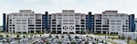 large building and parking lot