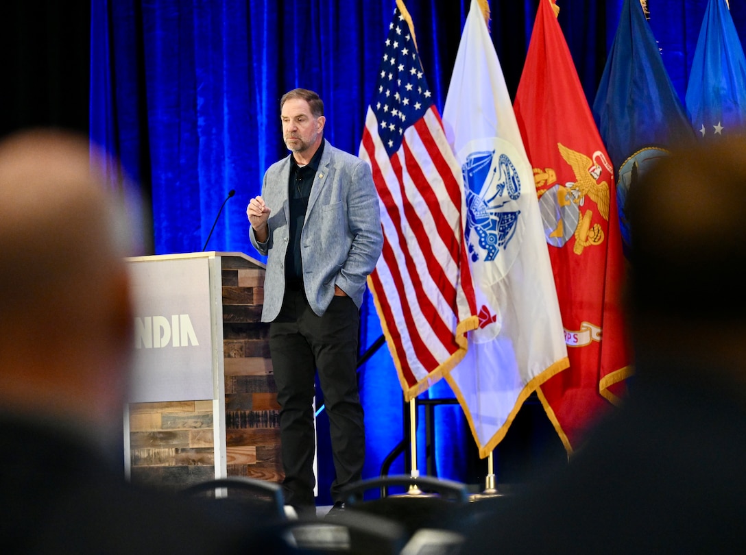 DLA Disposition Services Director Mike Cannon answers a question during his June 2 Knowledge Bar session at the 2026 DLA Supply Chain Alliance Symposium hosted by the National Defense Industrial Association in partnership with the Defense Logistics Agency in Columbus, Ohio.