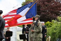 U.S. Navy Color Guard of Naval Forces Europe/Africa stand in formation to honor the memory of both Jack Hamlin and members of Flotilla One.