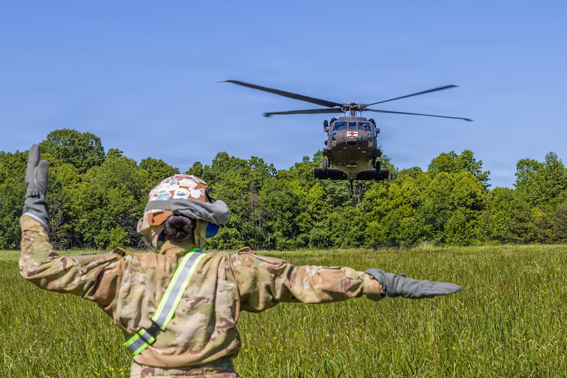 Soldiers in the 2-104th General Support Aviation Battalion, 28th Expeditionary Combat Aviation Brigade conduct a Forward Arming and Refueling Point, or FARP, exercise at Fort Indiantown Gap, Pennsylvania, June 3, 2026. The purpose of this exercise is for yearly training requirements to maintain unit readiness and effectiveness. (U.S. Army National Guard photo by Pfc. Austin Duplessie)