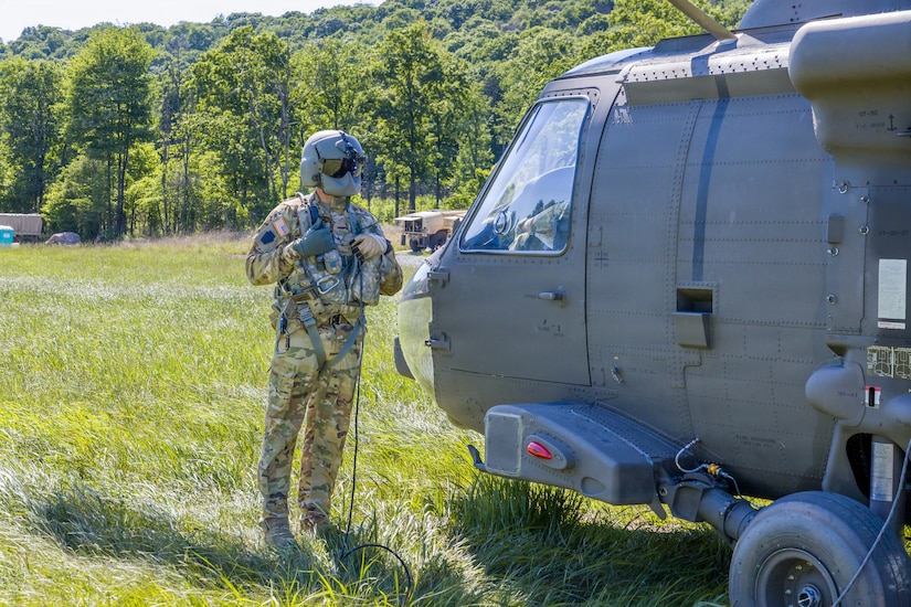 Soldiers in the 2-104th General Support Aviation Battalion, 28th Expeditionary Combat Aviation Brigade conduct a Forward Arming and Refueling Point, or FARP, exercise at Fort Indiantown Gap, Pennsylvania, June 3, 2026. The purpose of this exercise is for yearly training requirements to maintain unit readiness and effectiveness. (U.S. Army National Guard photo by Pfc. Austin Duplessie)