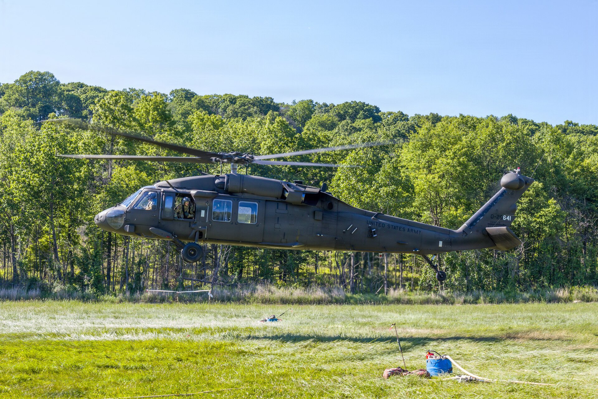 Soldiers in the 2-104th General Support Aviation Battalion, 28th Expeditionary Combat Aviation Brigade conduct a Forward Arming and Refueling Point, or FARP, exercise at Fort Indiantown Gap, Pennsylvania, June 3, 2026. The purpose of this exercise is for yearly training requirements to maintain unit readiness and effectiveness. (U.S. Army National Guard photo by Pfc. Austin Duplessie)