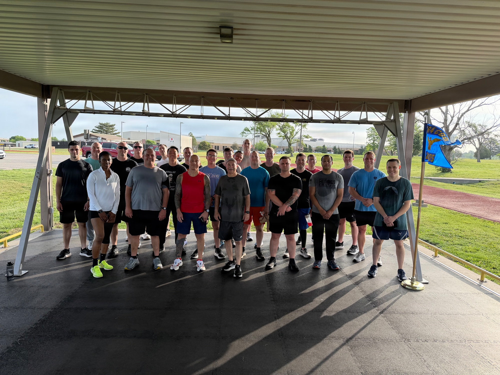 Airmen assigned to the 299th Network Operations Squadron, Kansas Air National Guard, participate in the 15th annual Maj. Charles Ransom Memorial Run at McConnell Air Force Base, Kansas, April 27, 2026. The 299th NOS joined organizations from across the U.S. Air Force in the 4.27-mile run to honor the legacy of Maj. Charles Ransom, a cyberspace operations officer killed in action in 2011 while serving during Operation Enduring Freedom.