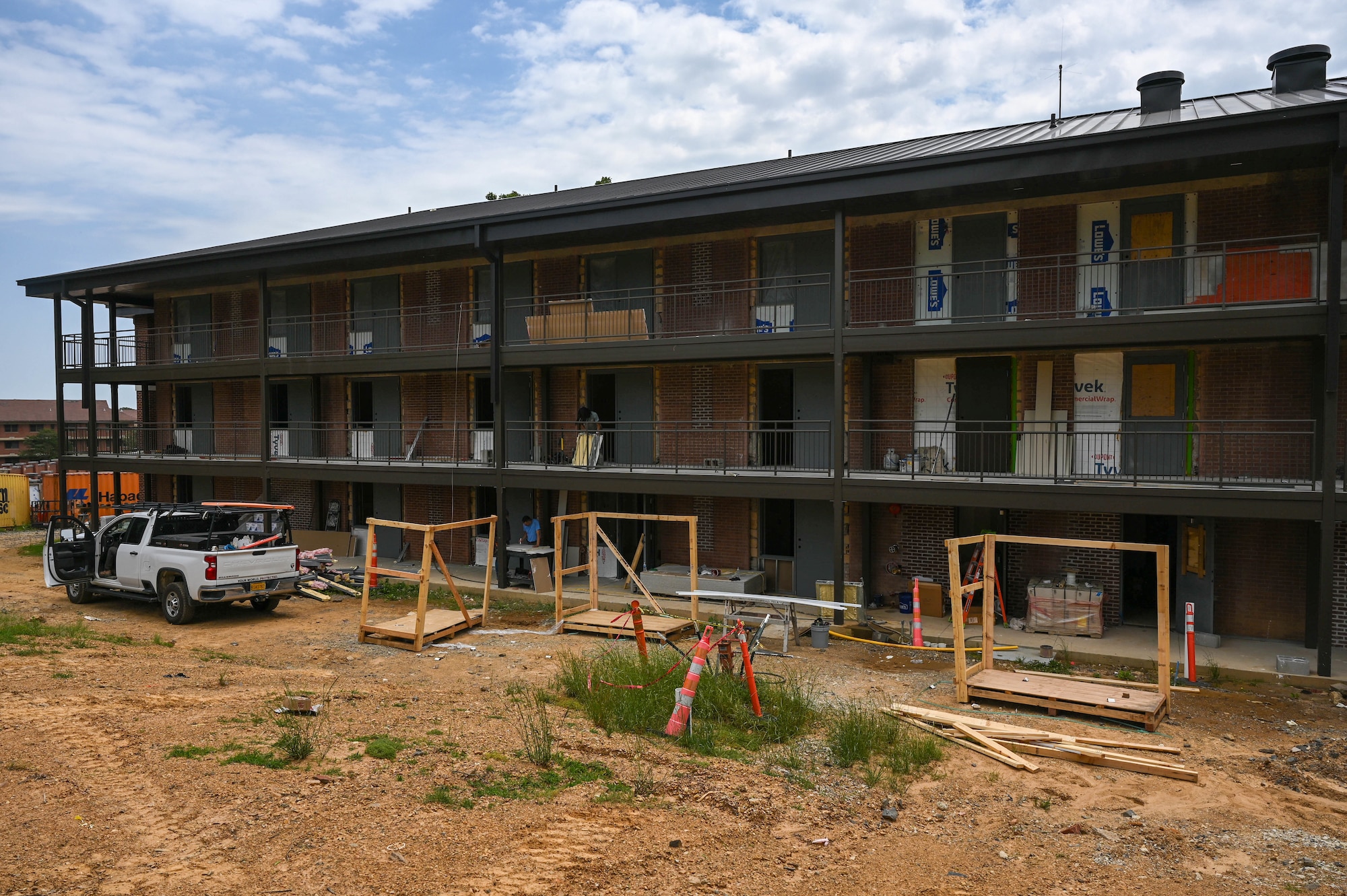 Construction is happening on a new dormitory building.