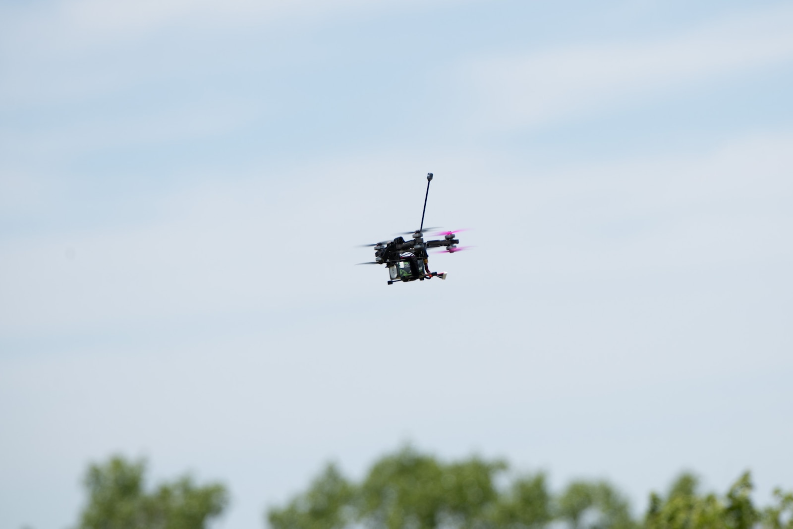 Airmen assigned to the 184th Wing’s Point Defense Battle Lab test autonomous drone swarm capabilities during a live demonstration at Smoky Hill Air National Guard Range near Salina, Kansas, May 7, 2026. Working alongside the PDBL, industry partners demonstrated how they can successfully coordinate up to 1,000 Group 1 unmanned aerial systems (UAS) using a single ground control operator, further showcasing how rapid innovation can counter emerging airborne threats. The demonstration supports Air Combat Command's ongoing initiative to develop tactics and procedures for countering small UAS. (U.S. Air National Guard photo by 1st Lt. Samantha Root)